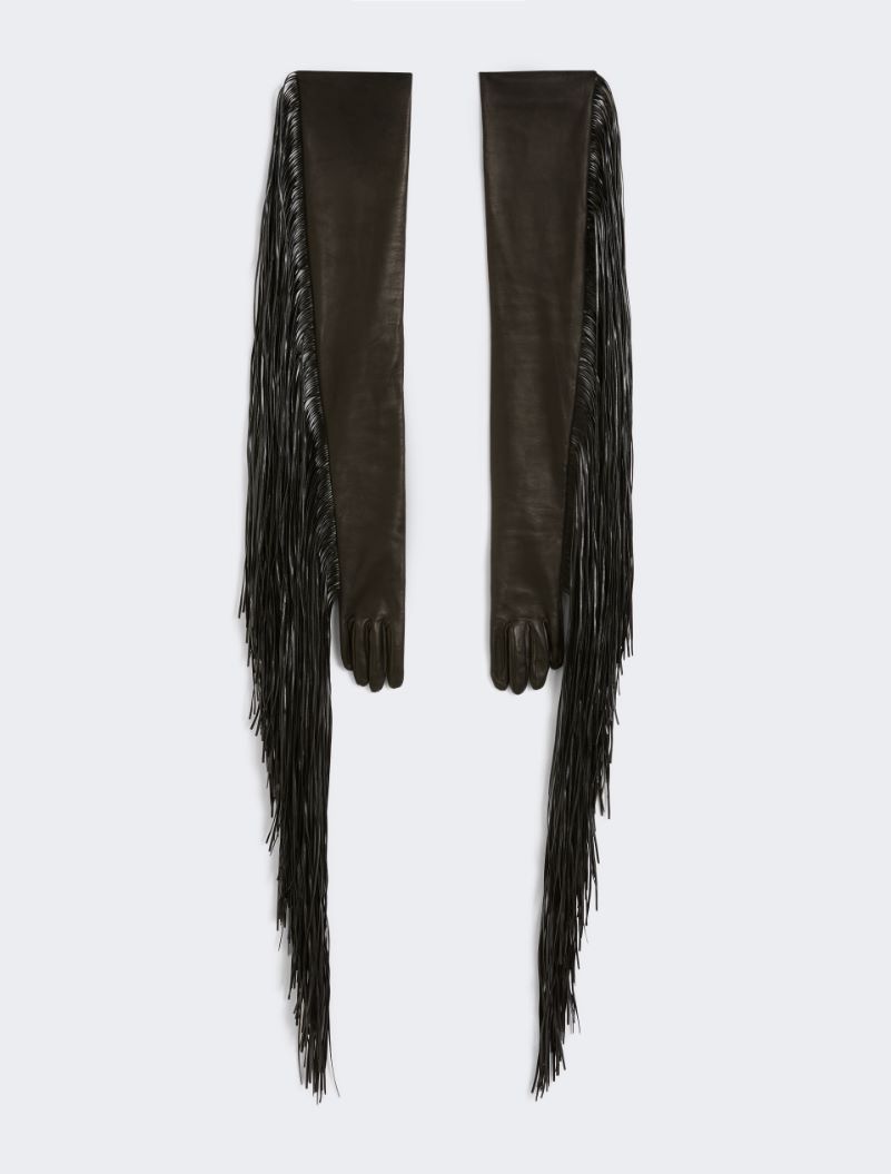 Long gloves with fringes - RUNWAY - BLACK - Sportmax