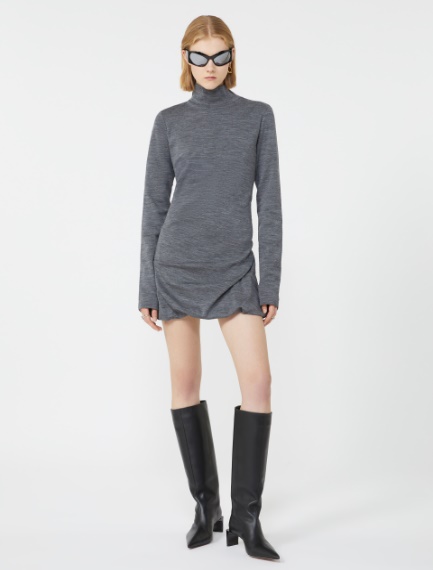 Fluid jersey high-neck dress - MEDIUM GREY - Sportmax