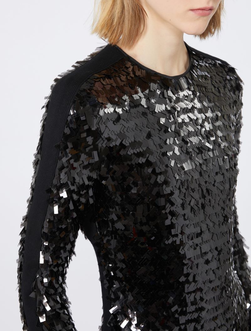 Sequin-adorned jersey dress - BLACK - Sportmax - 4