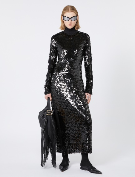 Sequin-adorned jersey dress - BLACK - Sportmax