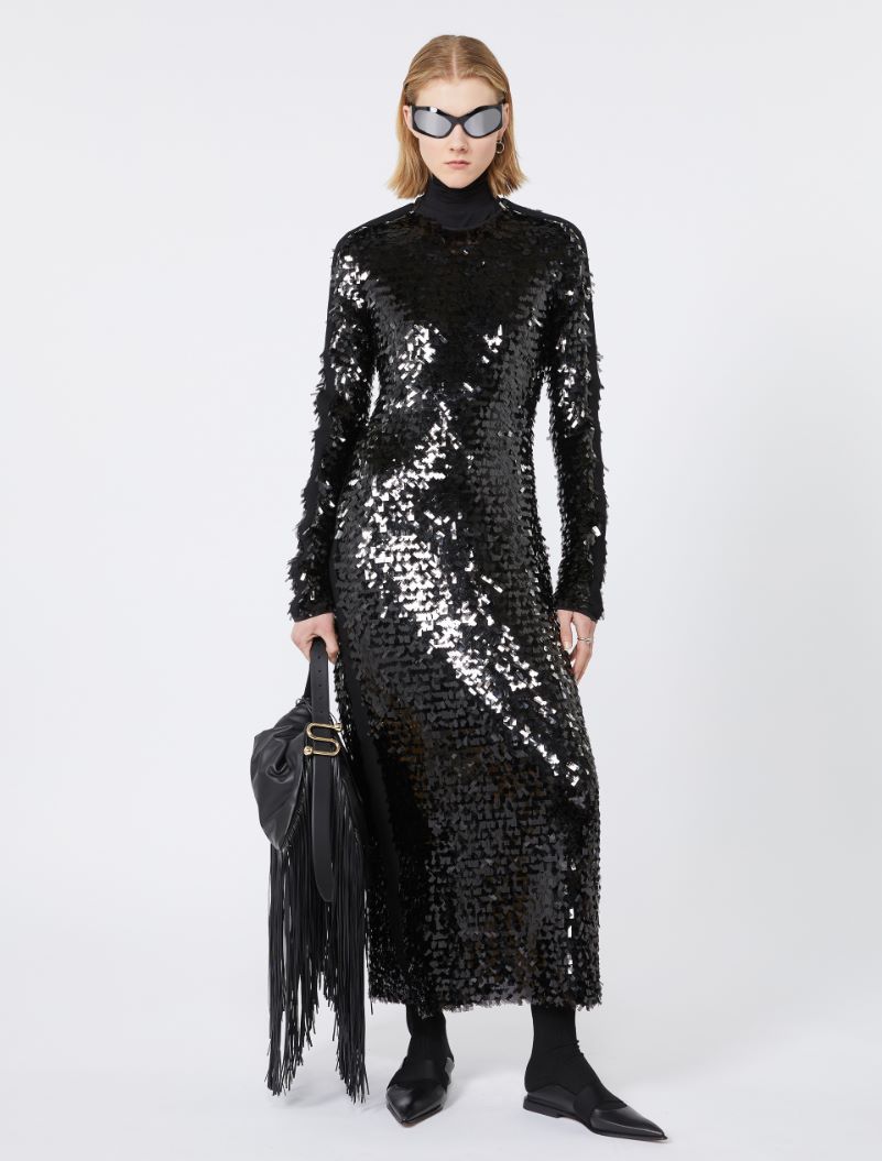 Sequin-adorned jersey dress - BLACK - Sportmax
