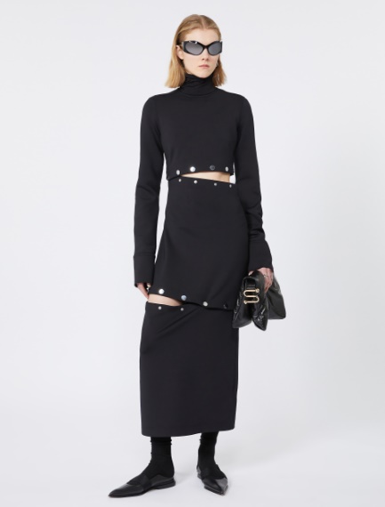 Shortenable scuba jersey dress - BLACK - Sportmax