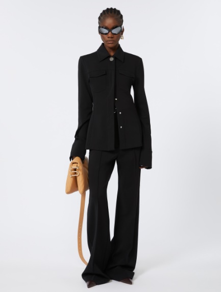 High-waisted trousers in fabric stitch - BLACK - Sportmax
