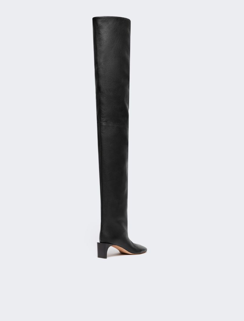 Thigh-high calfskin boots - RUNWAY - BLACK - Sportmax - 3