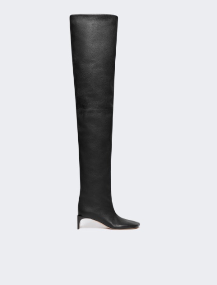 Thigh-high calfskin boots - RUNWAY - BLACK - Sportmax