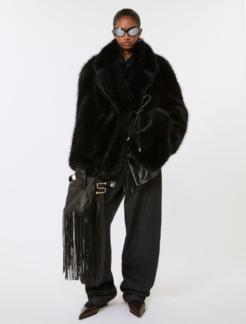 Belted heavy jacket - BLACK - Sportmax