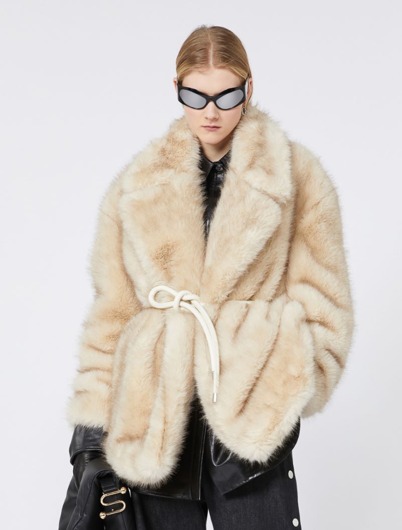 Belted heavy jacket - BEIGE - Sportmax - 4