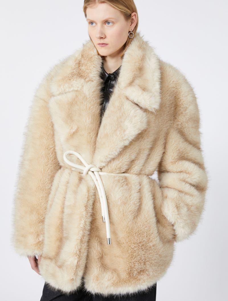 Belted heavy jacket - BEIGE - Sportmax - 5