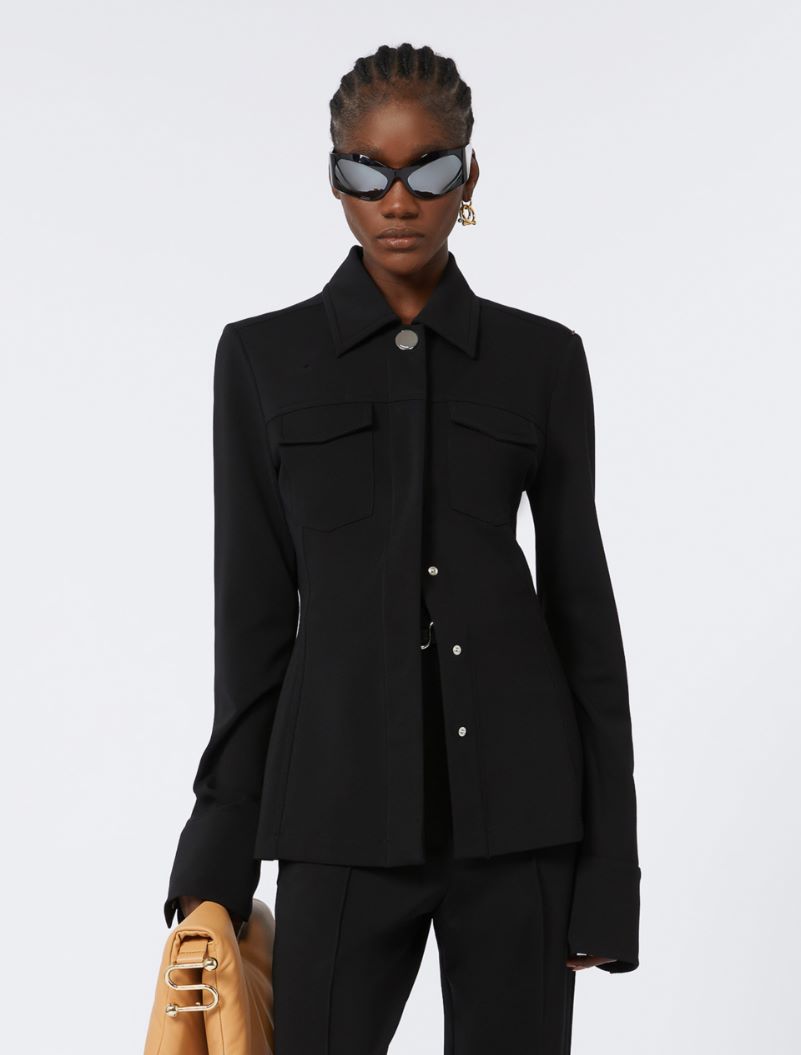 Jacket in crepe fabric stitch - BLACK - Sportmax - 4