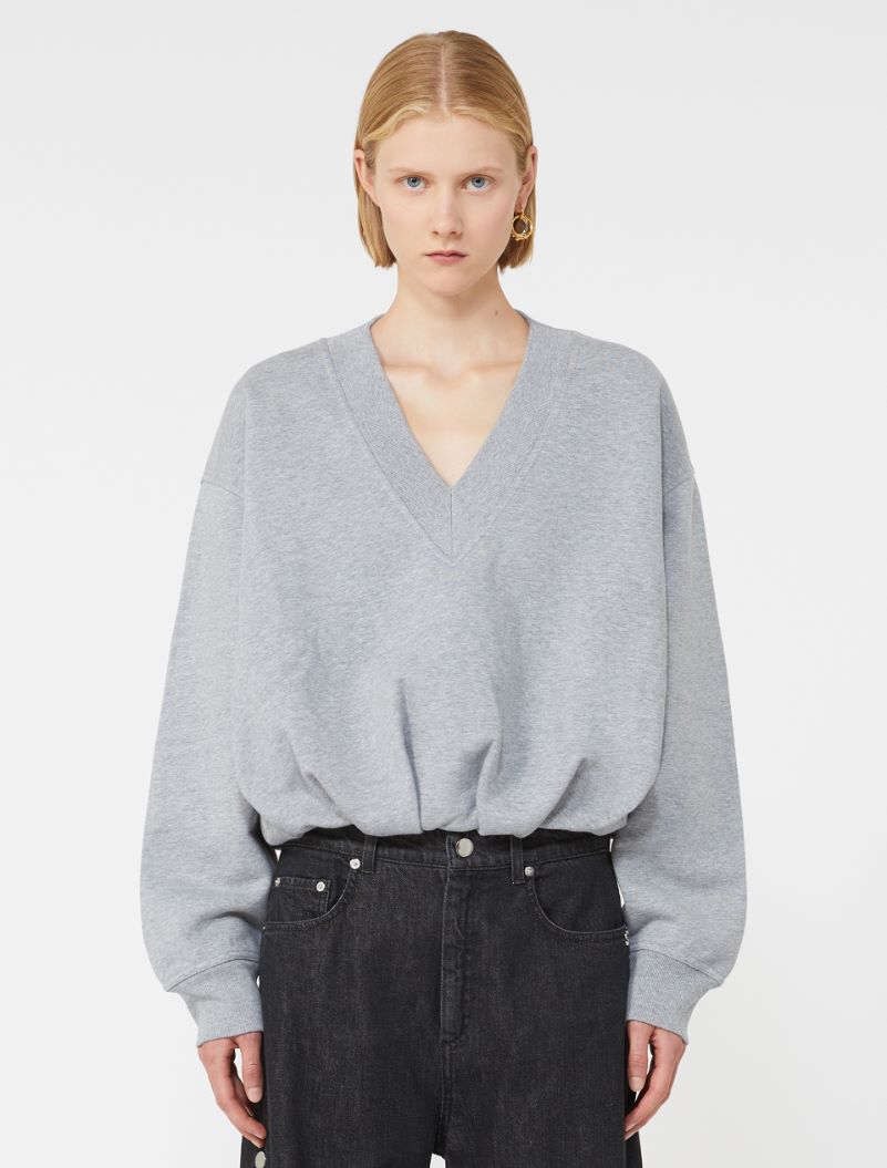 V-neck crop sweatshirt - MEDIUM GREY - Sportmax - 2