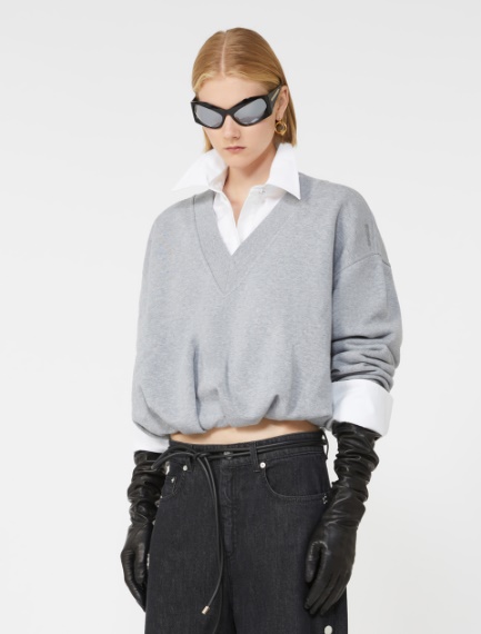 V-neck crop sweatshirt - MEDIUM GREY - Sportmax