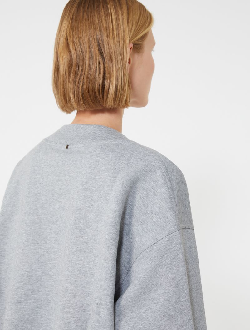 V-neck crop sweatshirt - MEDIUM GREY - Sportmax - 5