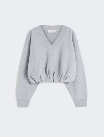 V-neck crop sweatshirt - MEDIUM GREY - Sportmax - 7