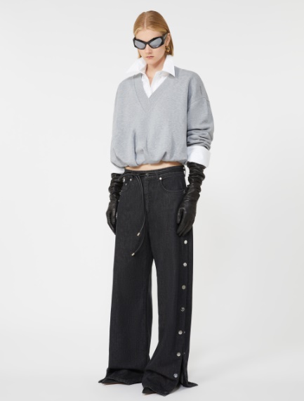 V-neck crop sweatshirt - MEDIUM GREY - Sportmax