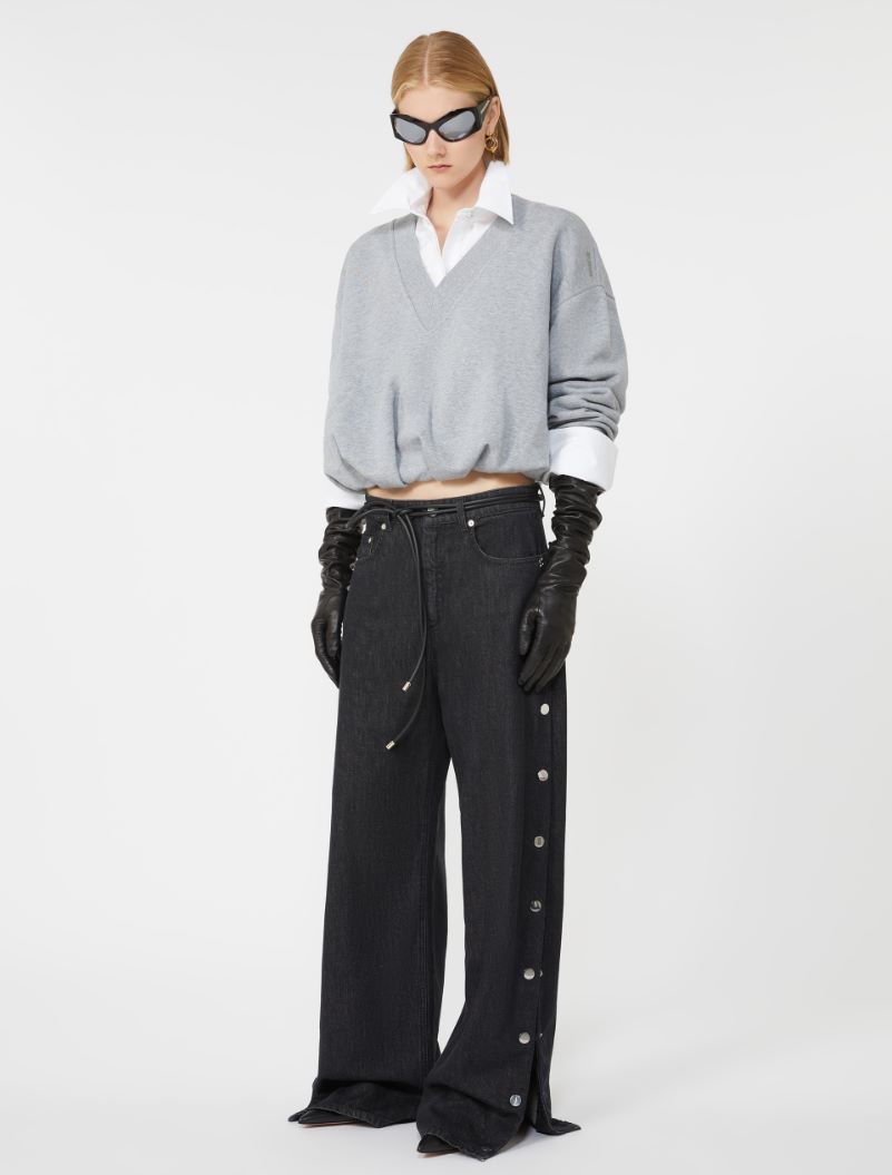 V-neck crop sweatshirt - MEDIUM GREY - Sportmax