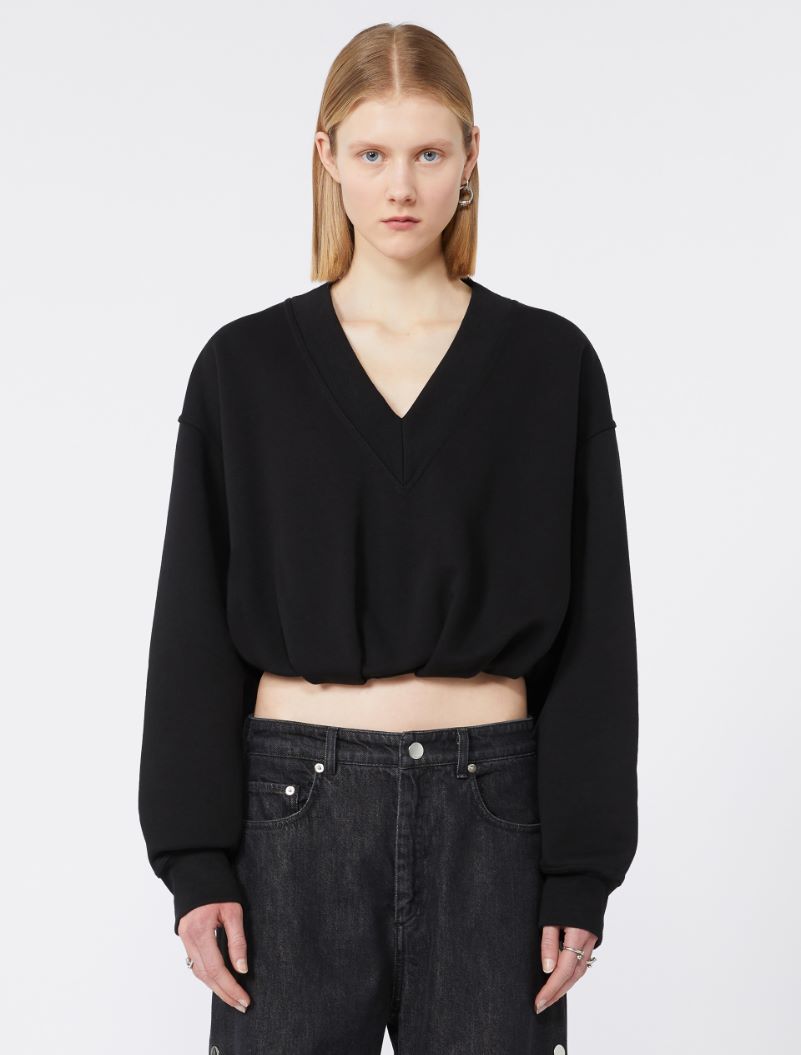 V-neck crop sweatshirt - BLACK - Sportmax - 2