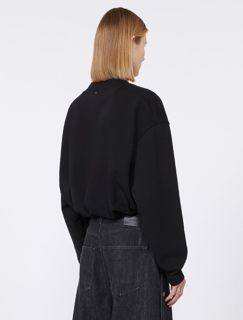 V-neck crop sweatshirt - BLACK - Sportmax - 3