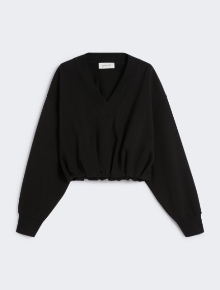 V-neck crop sweatshirt - BLACK - Sportmax