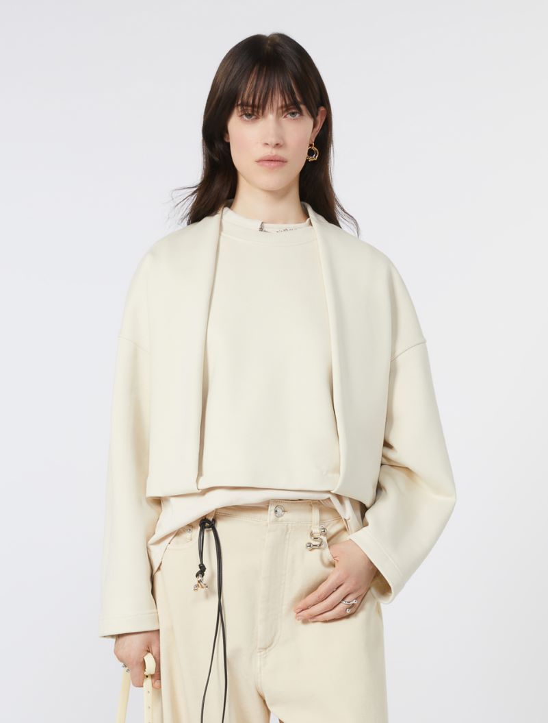 Soft sweatshirt with double-layer effect - IVORY - Sportmax - 4