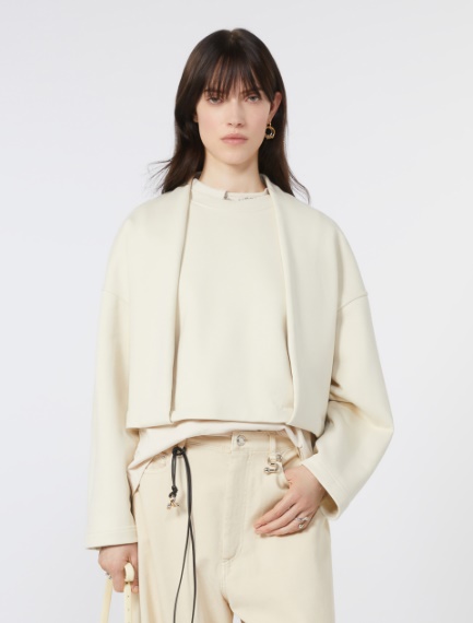 Soft sweatshirt with double-layer effect - IVORY - Sportmax