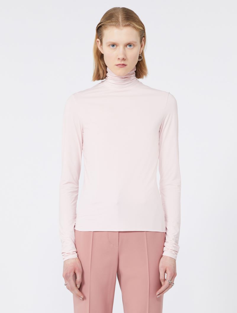 Skintight jersey polo-neck sweater - PINK - Sportmax - 2
