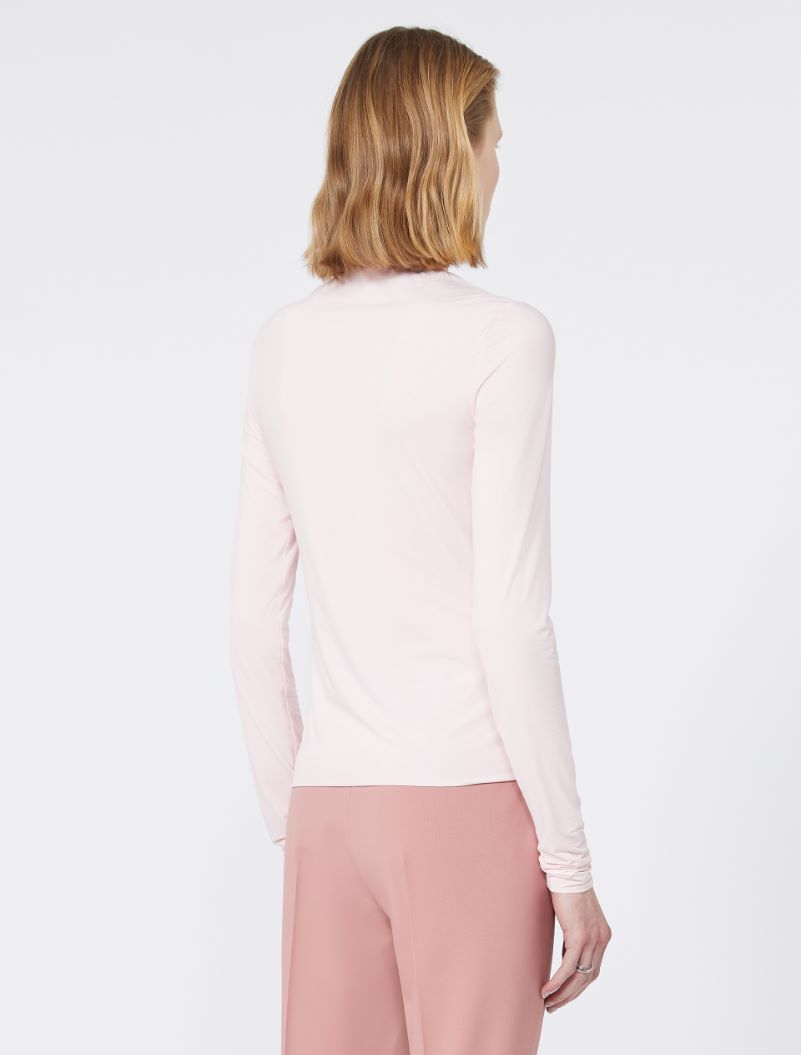 Skintight jersey polo-neck sweater - PINK - Sportmax - 3