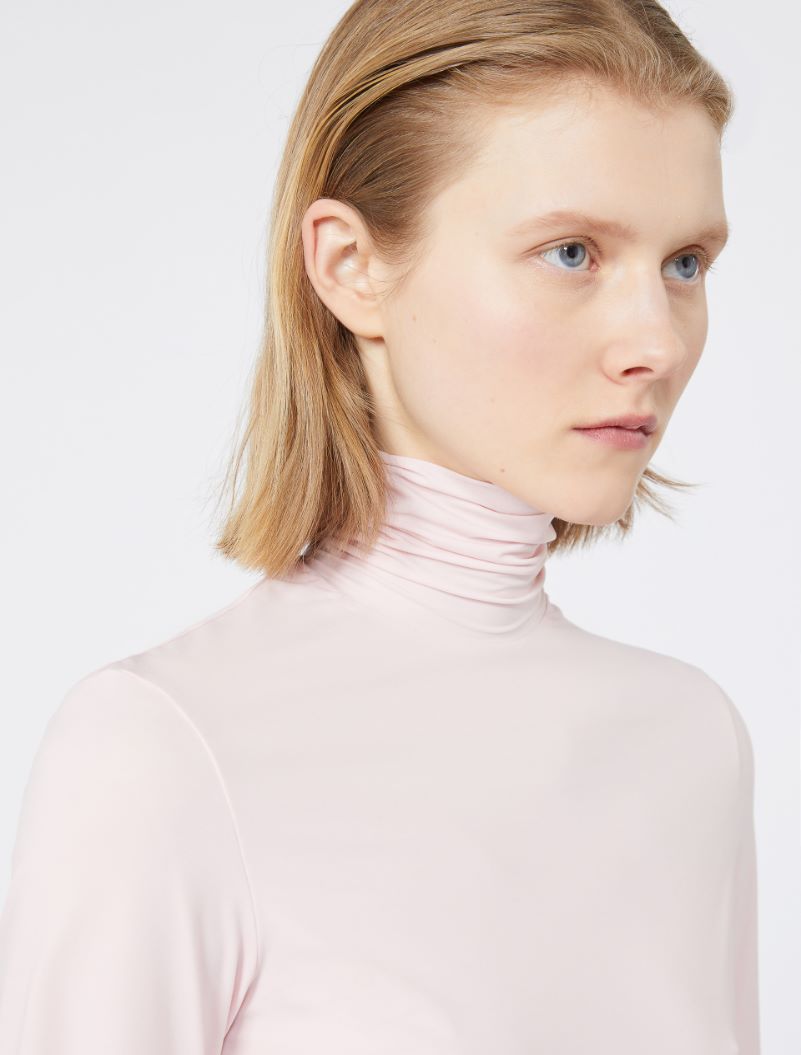 Skintight jersey polo-neck sweater - PINK - Sportmax - 4