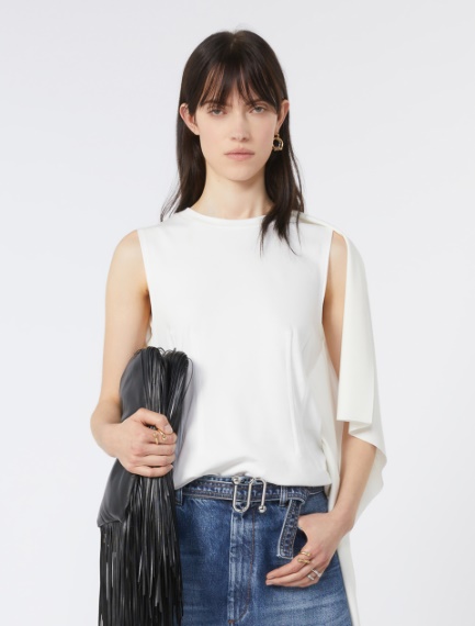 T-shirt aderente con doppio materiale - BIANCO - Sportmax