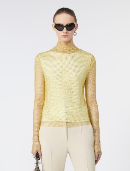 T-shirt in rete con strass - VERDE PASTELLO - Sportmax