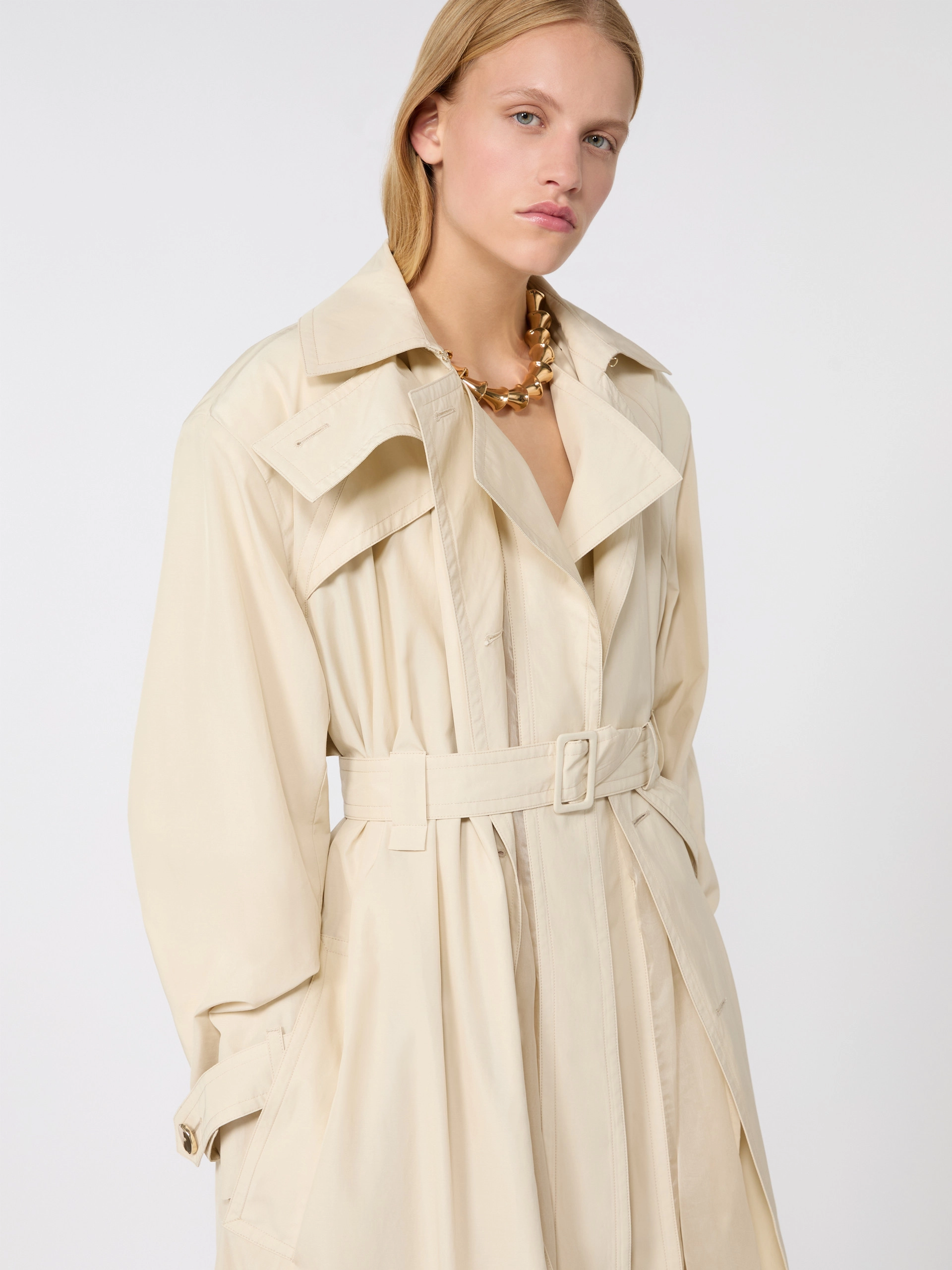 Water-repellent cotton trench coat - VANILLA - Sportmax - 4
