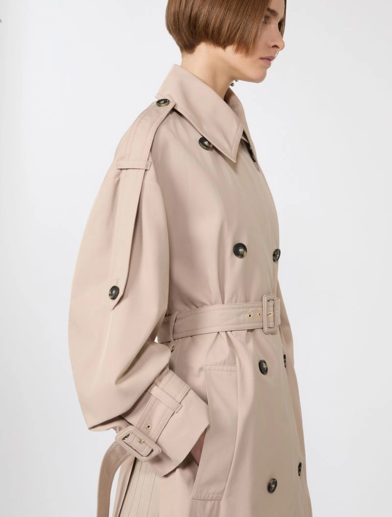 Long water-repellent twill trench coat, beige | Sportmax