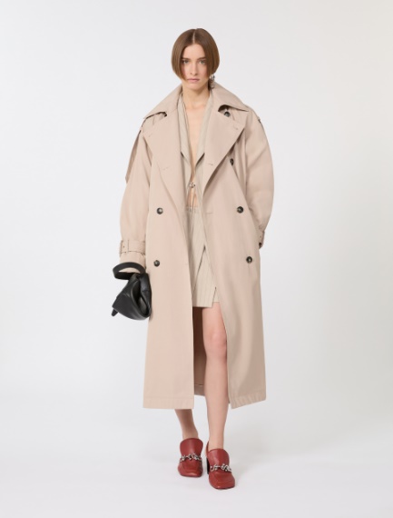 Long water-repellent twill trench coat - BEIGE - Sportmax