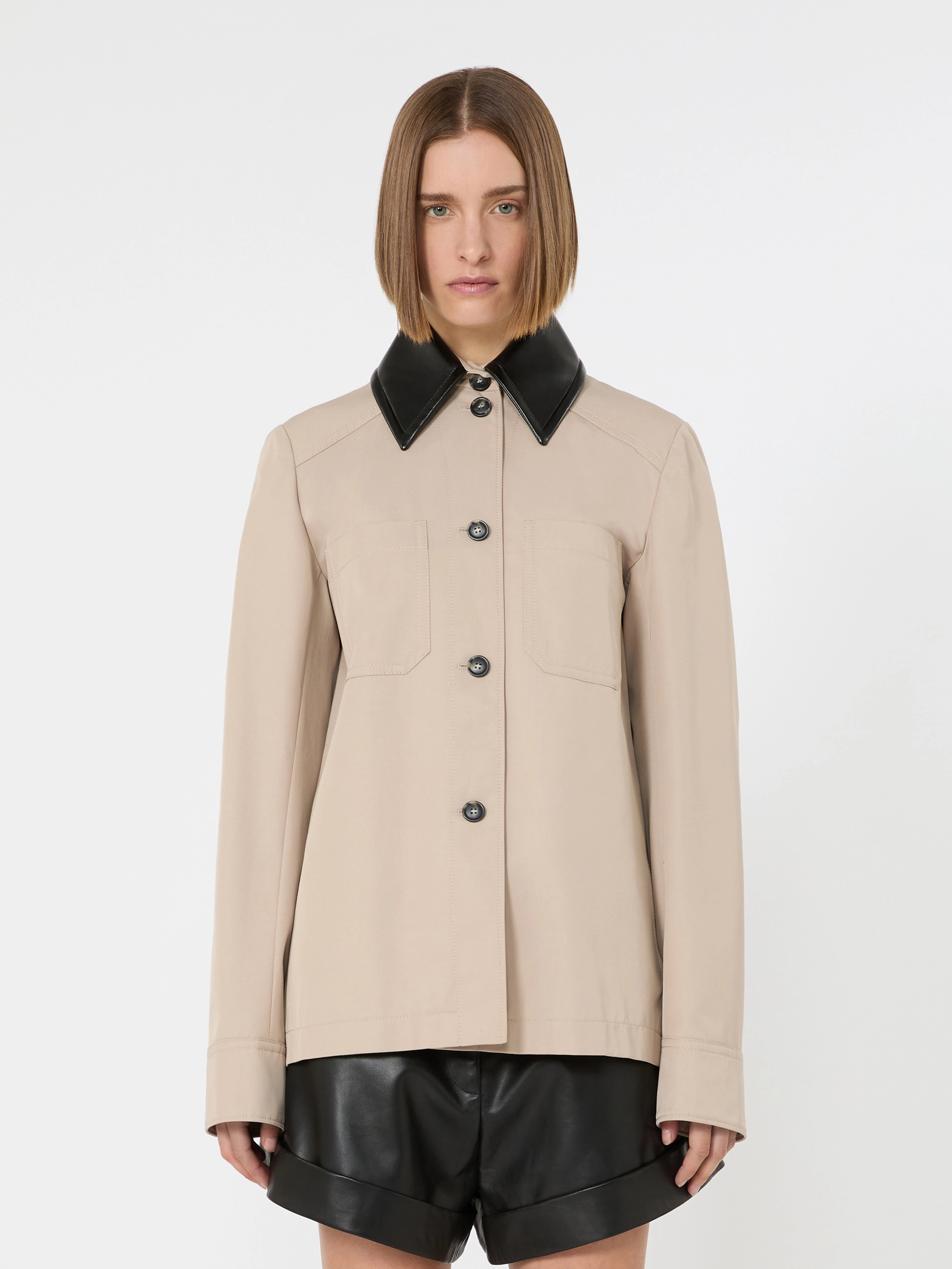 Cotton overshirt with a plissé-pleated back - BEIGE - Sportmax - 2