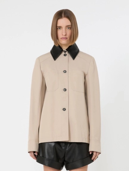 Cotton overshirt with a plissé-pleated back - BEIGE - Sportmax - 2