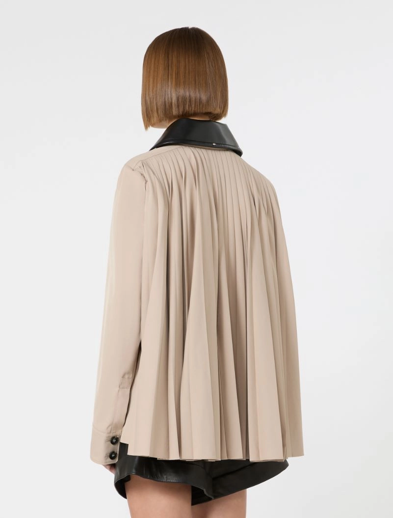 Cotton overshirt with a plissé-pleated back - BEIGE - Sportmax - 3
