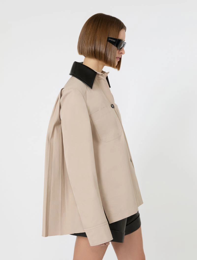 Cotton overshirt with a plissé-pleated back - BEIGE - Sportmax - 4