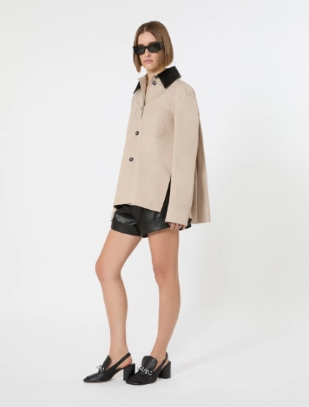 Cotton overshirt with a plissé-pleated back - Sportmax