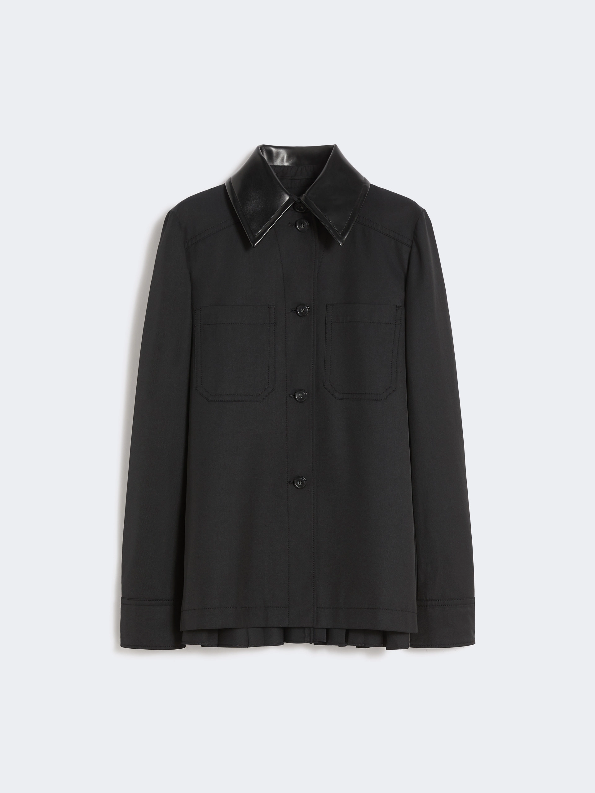 Cotton overshirt with a plissé-pleated back - BLACK - Sportmax - 6