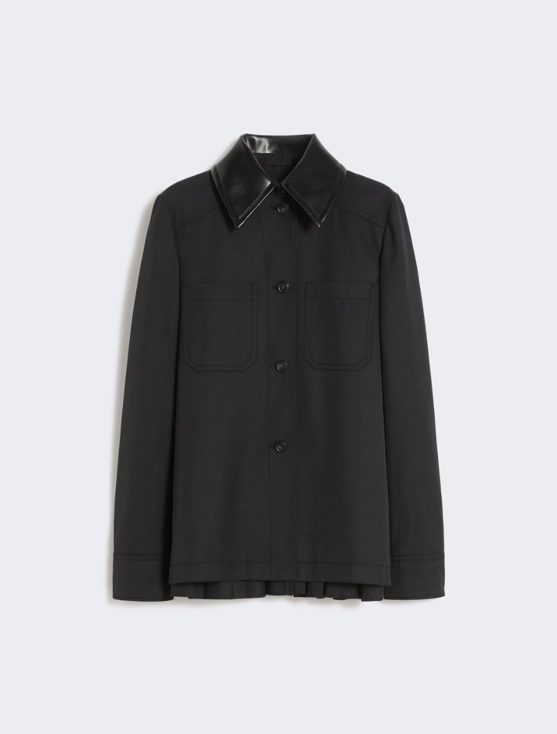 Cotton overshirt with a plissé-pleated back - BLACK - Sportmax - 7
