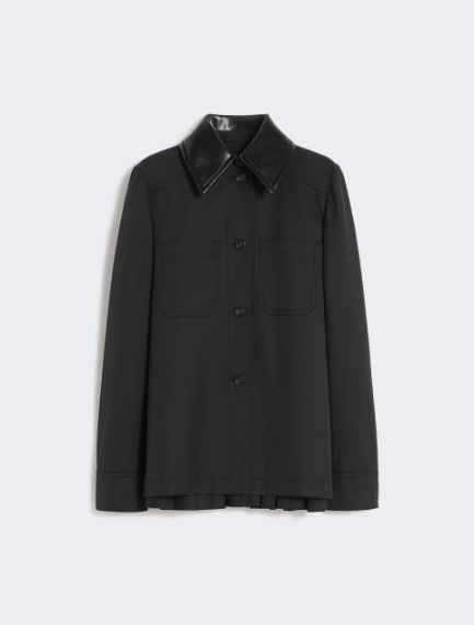 Cotton overshirt with a plissé-pleated back - BLACK - Sportmax - 7