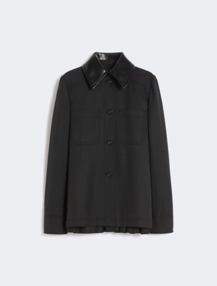 Cotton overshirt with a plissé-pleated back - BLACK - Sportmax - 7