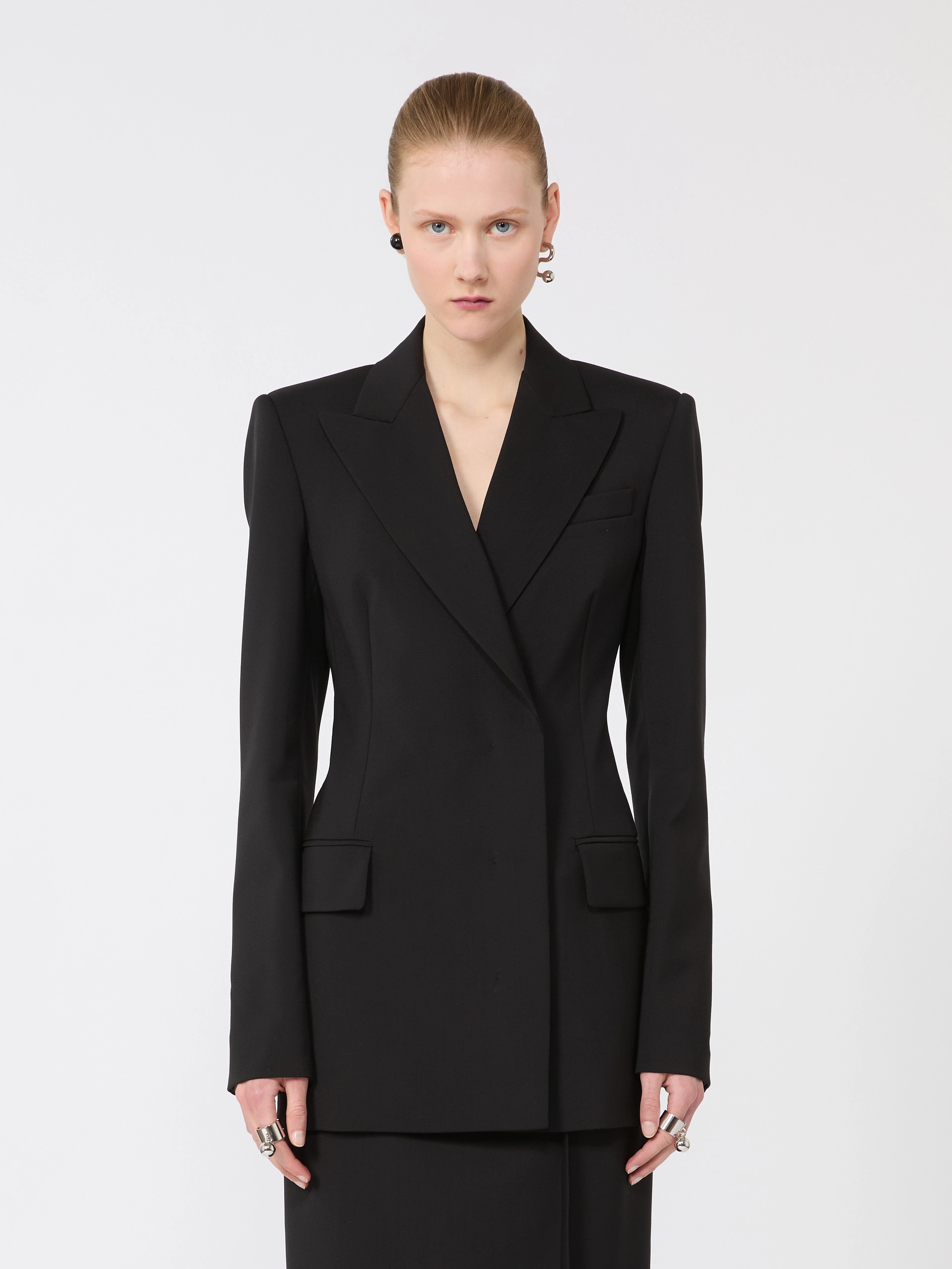 Natural stretch pure wool tailored blazer - BLACK - Sportmax - 4