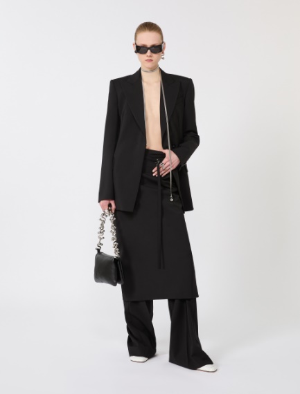 Natural stretch pure wool tailored blazer - BLACK - Sportmax