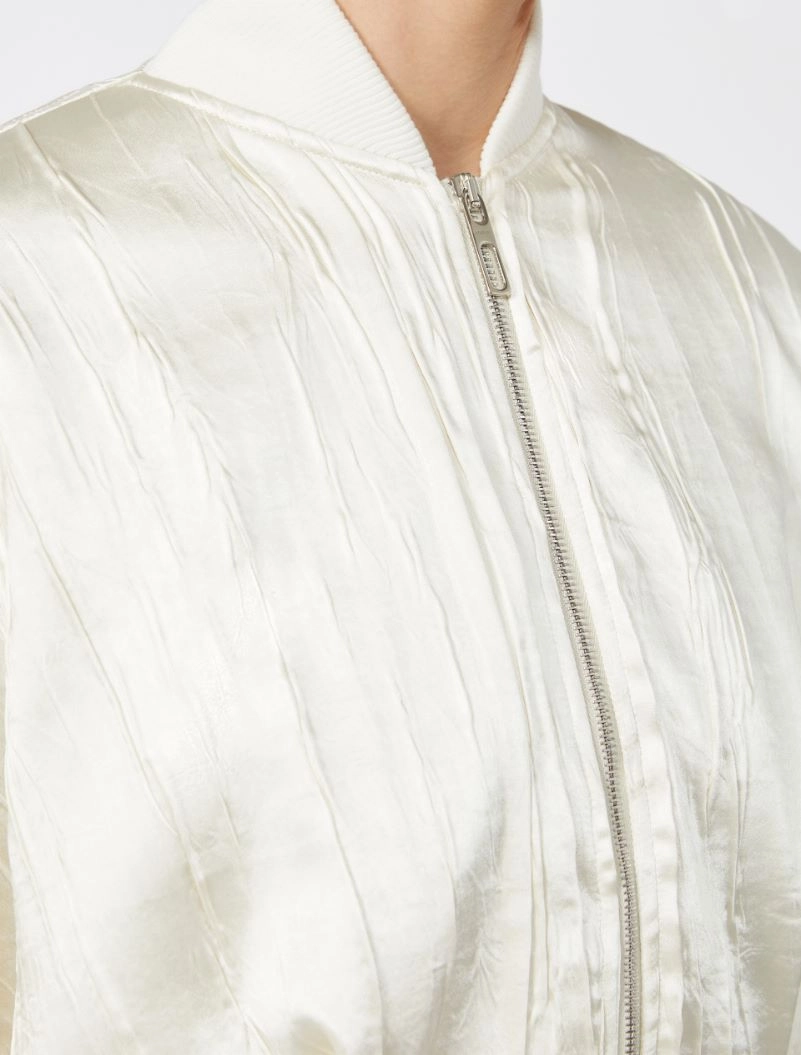 Plissé-pleated satin bomber jacket - IVORY - Sportmax - 5