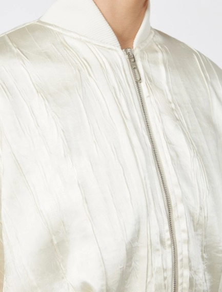 Plissé-pleated satin bomber jacket - IVORY - Sportmax - 5