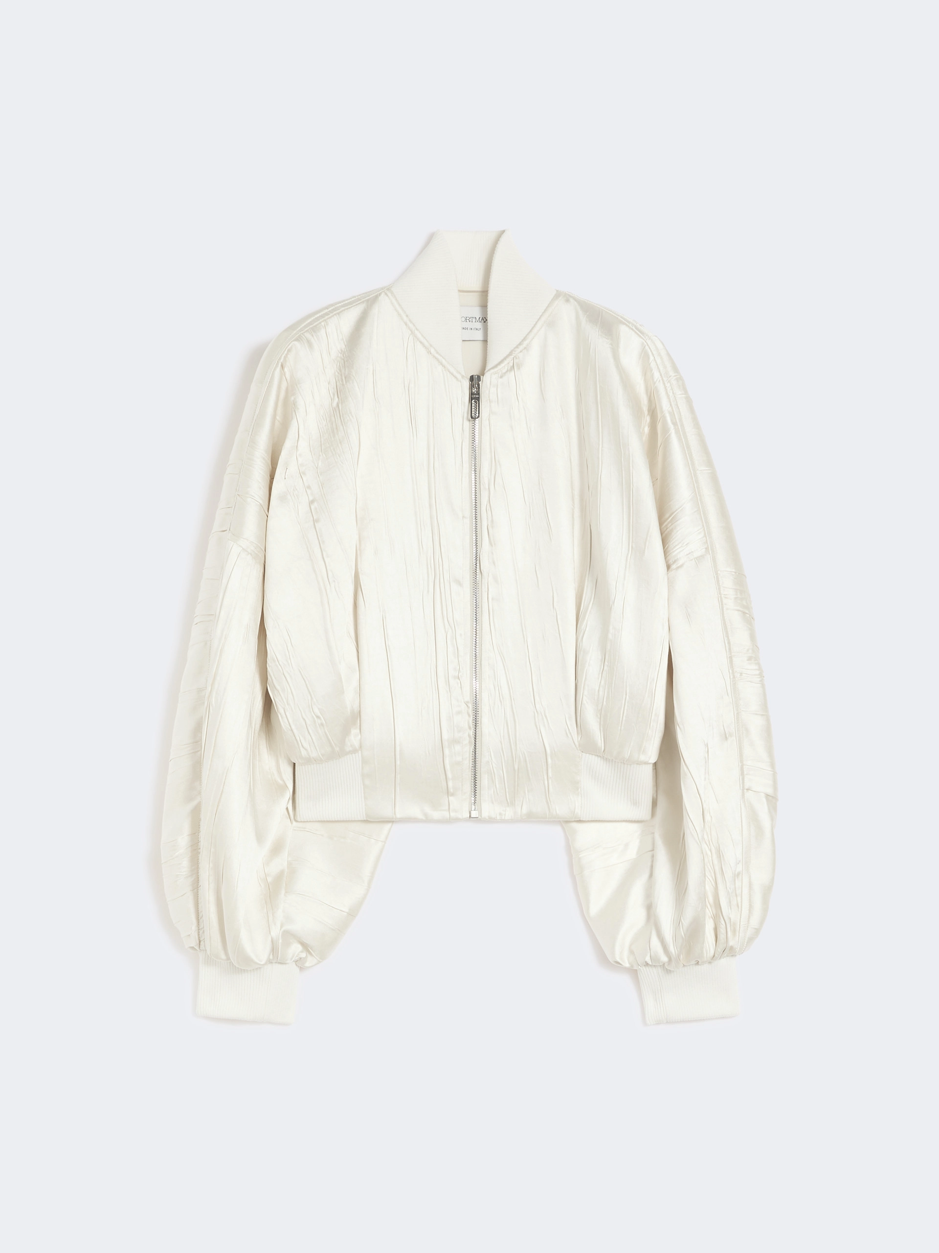 Plissé-pleated satin bomber jacket - IVORY - Sportmax - 7