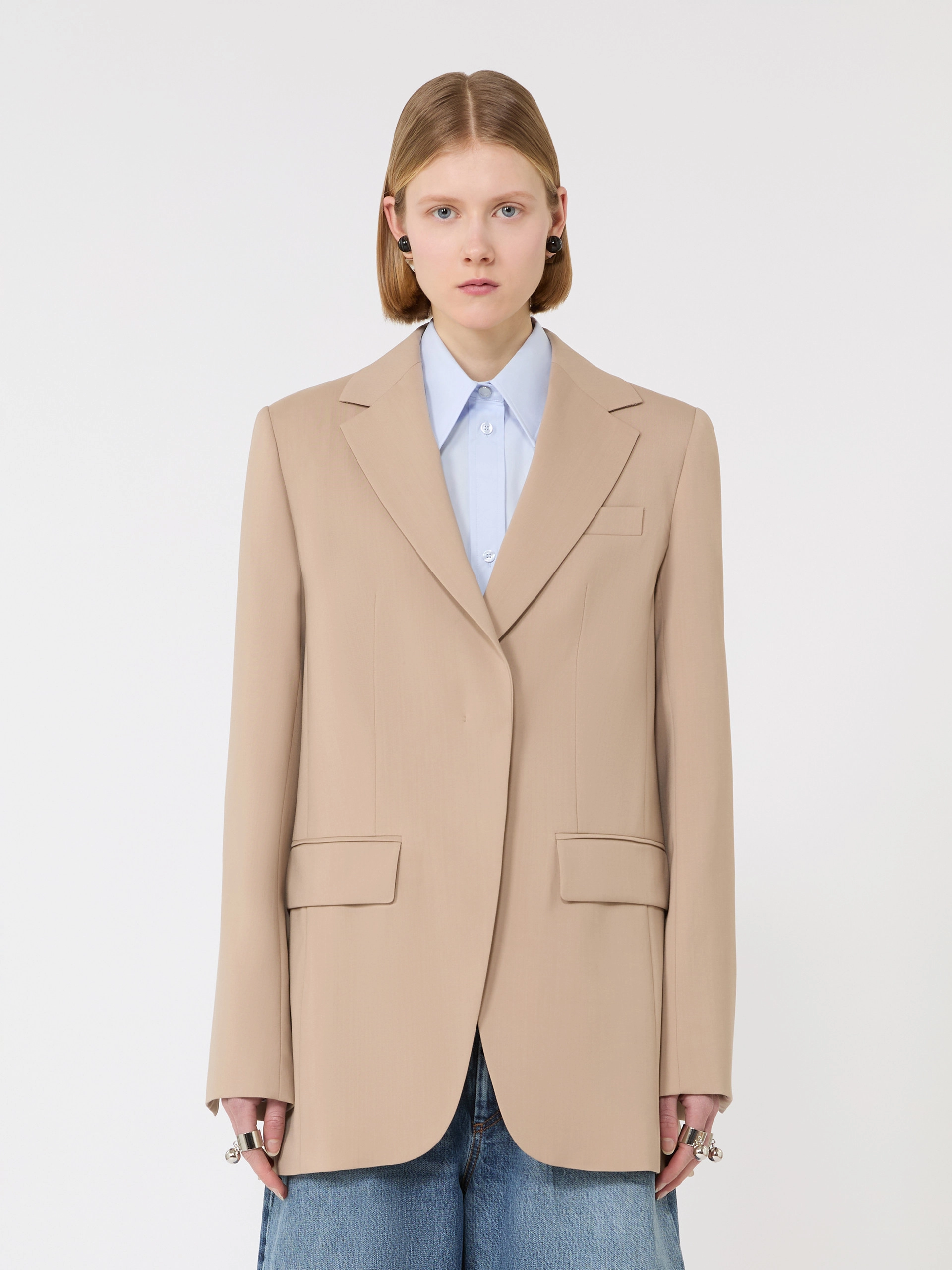 Tailored wool blazer with pleated back - BEIGE - Sportmax - 2