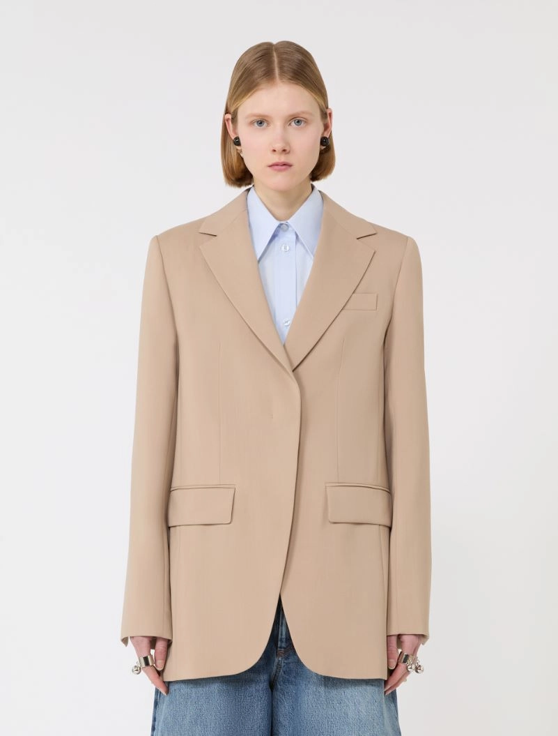Tailored wool blazer with pleated back, beige | Sportmax