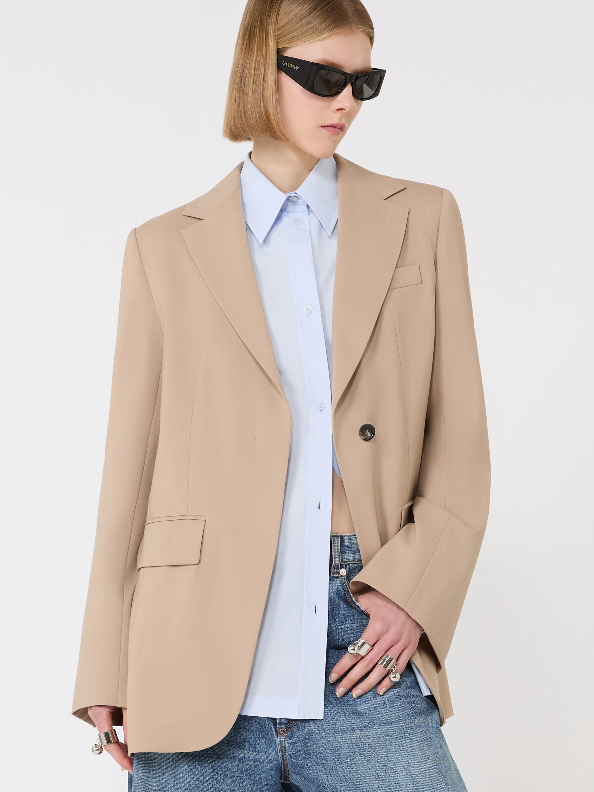 Tailored wool blazer with pleated back - BEIGE - Sportmax - 4