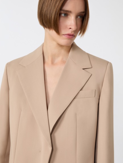 Tailored wool blazer with pleated back - BEIGE - Sportmax